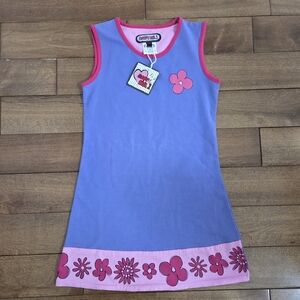 🆕️ Happy Nr 1 Kids Sleeveless Purple & Pink Flower Print Dress Size 7-8